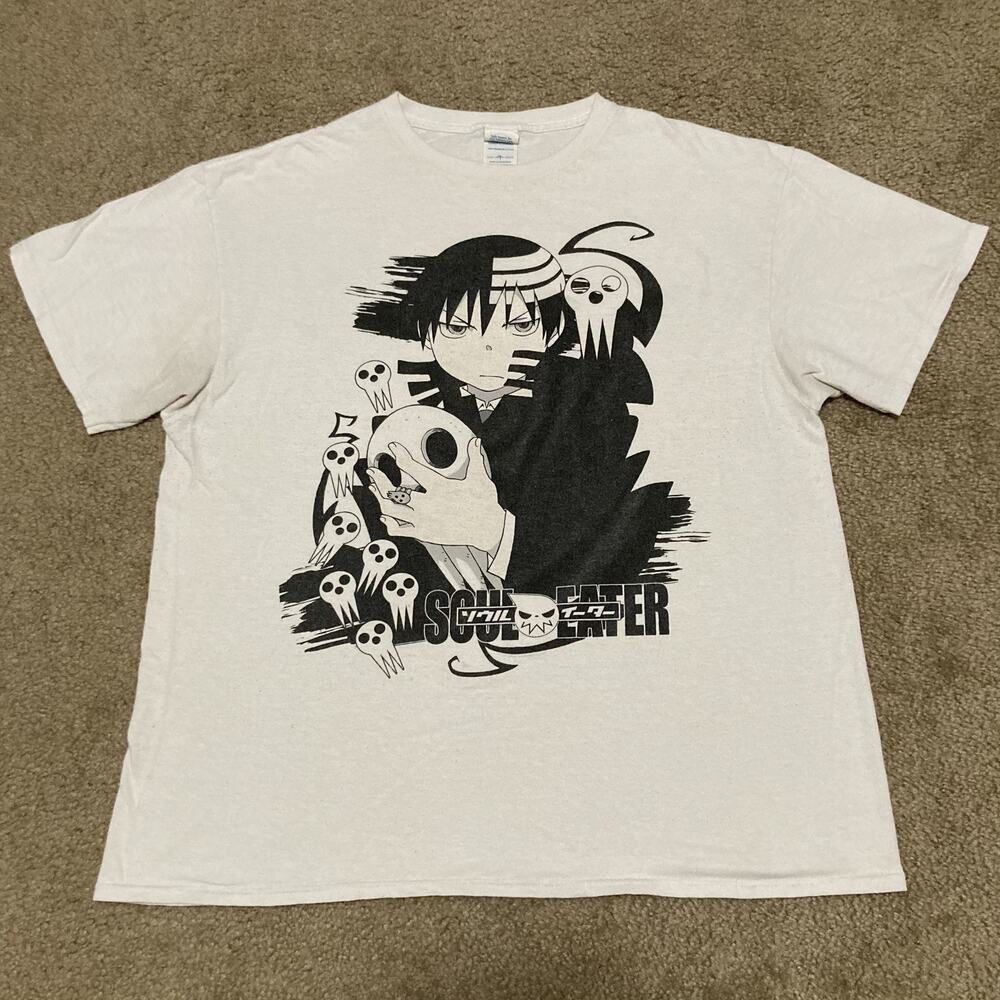 VTG Y2K Soul Eater Death The Kid Anime T-Shirt Men's XL Black Graphic Manga Tee